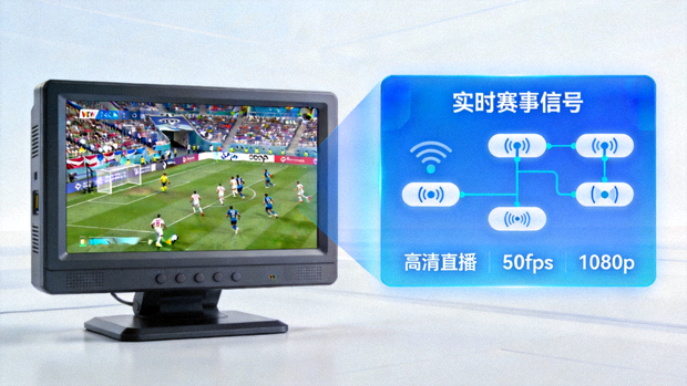 体育赛事直播画面与实时赛事信号示意
